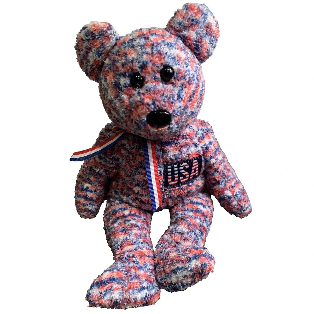 Ty USA Beanie Baby Red White Blue Patriotic Bear 2000 Y2K Collectible Plush